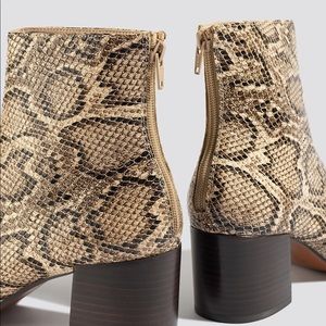 Snake-effect Ankle Boots Sz6 wide heel MANGO